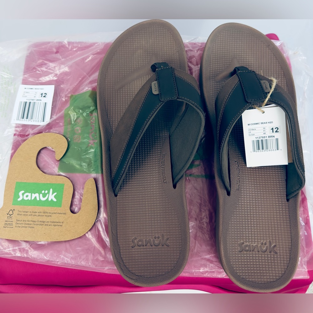 MENS  SANUK COSMIC SEAS H2O BROWN SANDAL SIZE 12           New with tags… - Picture 7 of 12